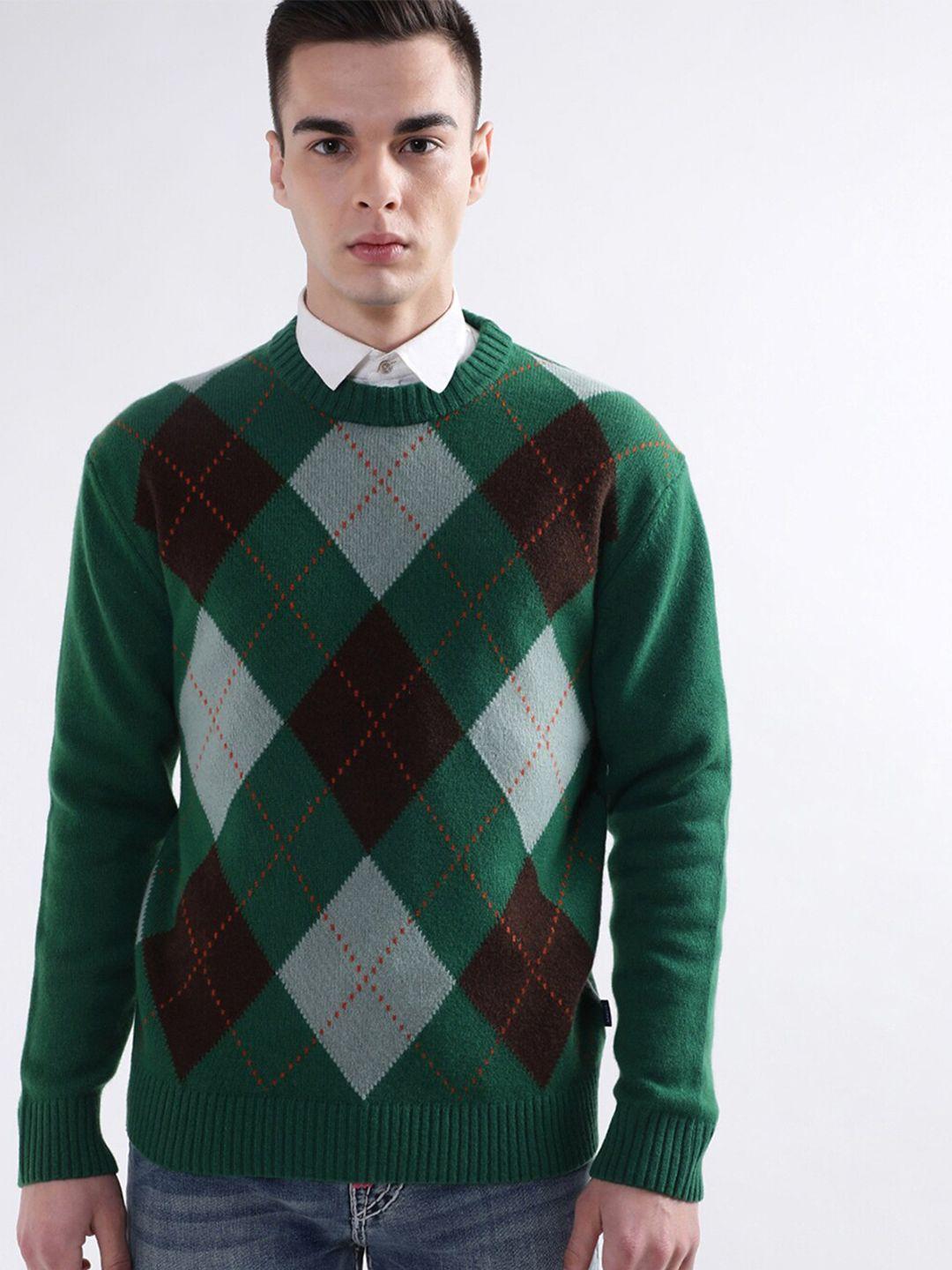 gant men wool checked pullover