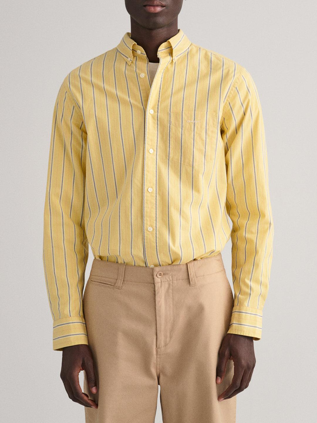 gant men yellow striped shirt