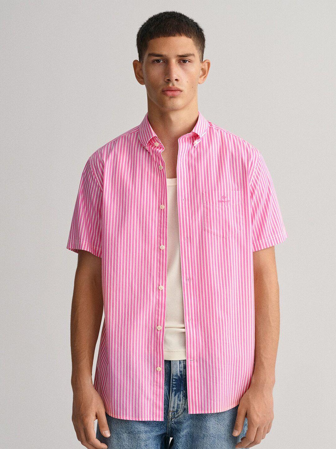 gant modern broadcloth striped button down cotton casual shirt