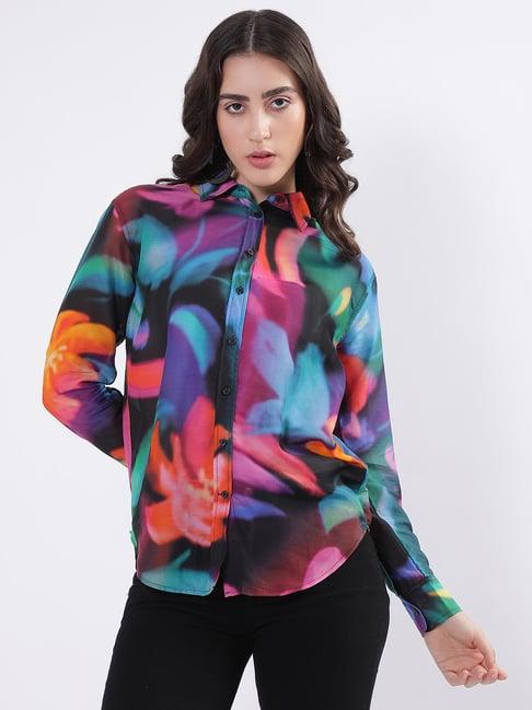 gant multicolored cotton abstract print shirt