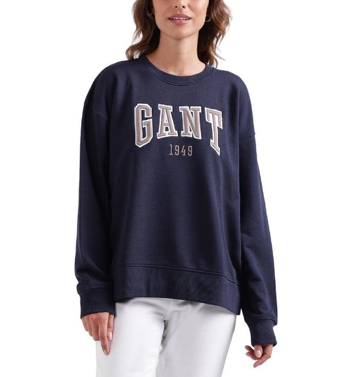 gant navy blue fashion logo relaxed fit sweatshirt