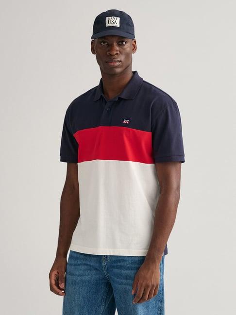 gant navy comfort fit cotton polo t-shirt