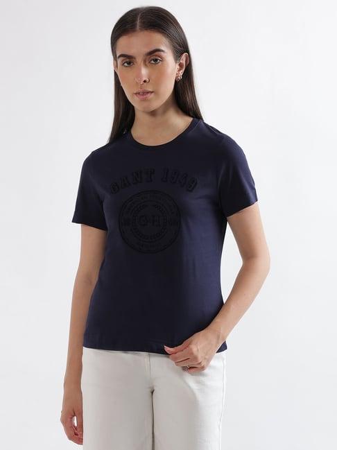 gant navy cotton printed t-shirt