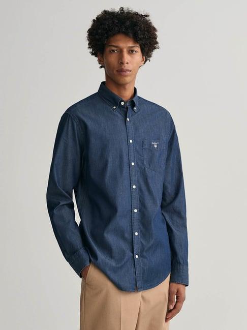 gant navy cotton regular fit shirt