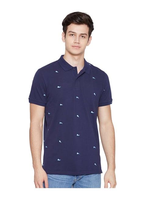 gant navy printed polo t-shirt