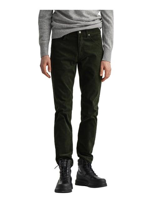 gant olive green cotton slim fit trousers