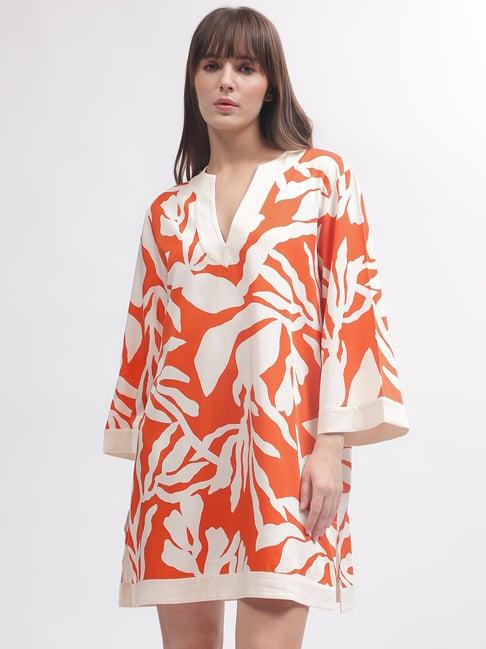 gant orange & white printed shift dress