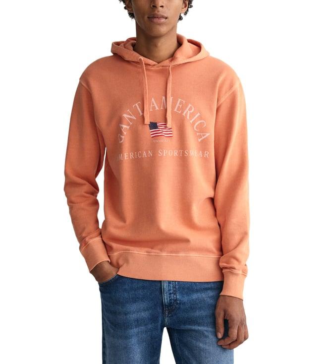 gant orange sunfaded logo relaxed fit hoodie