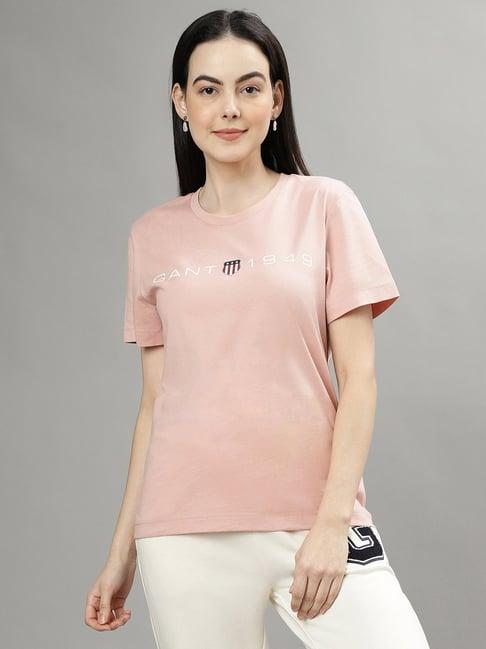 gant pink cotton printed t-shirt