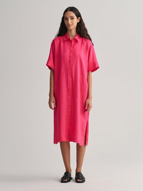 gant pink linen shirt dress
