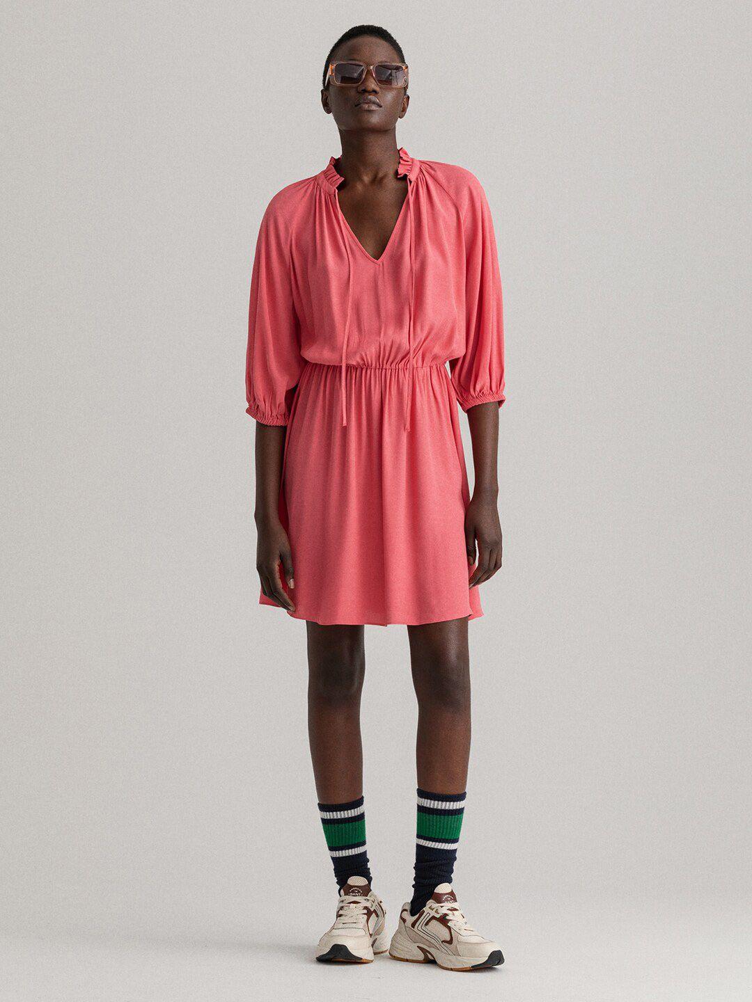 gant pink solid a-line dress