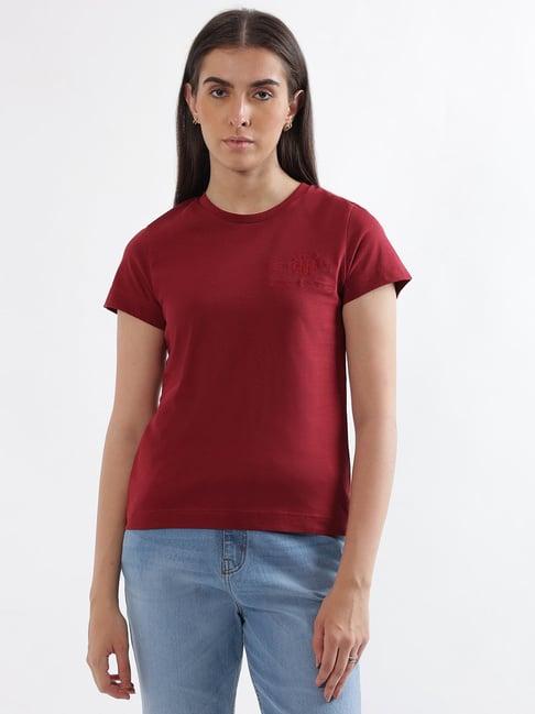 gant red cotton logo print t-shirt