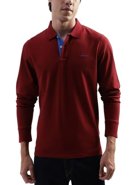 gant red cotton regular fit polo t-shirt