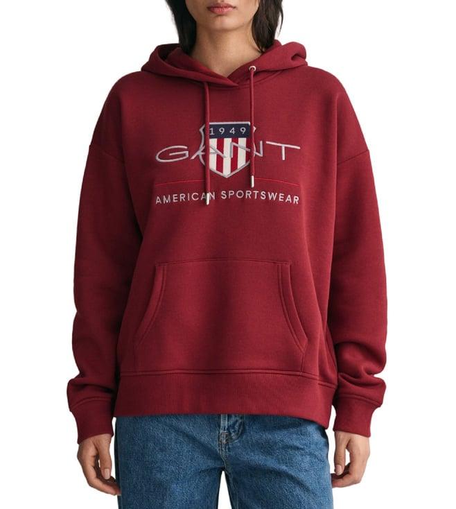 gant red fashion embroidery relaxed fit hoodie