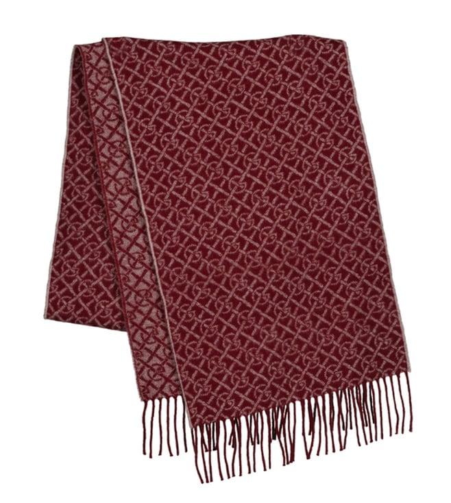 gant red fashion logo tasselled scarf (one size)