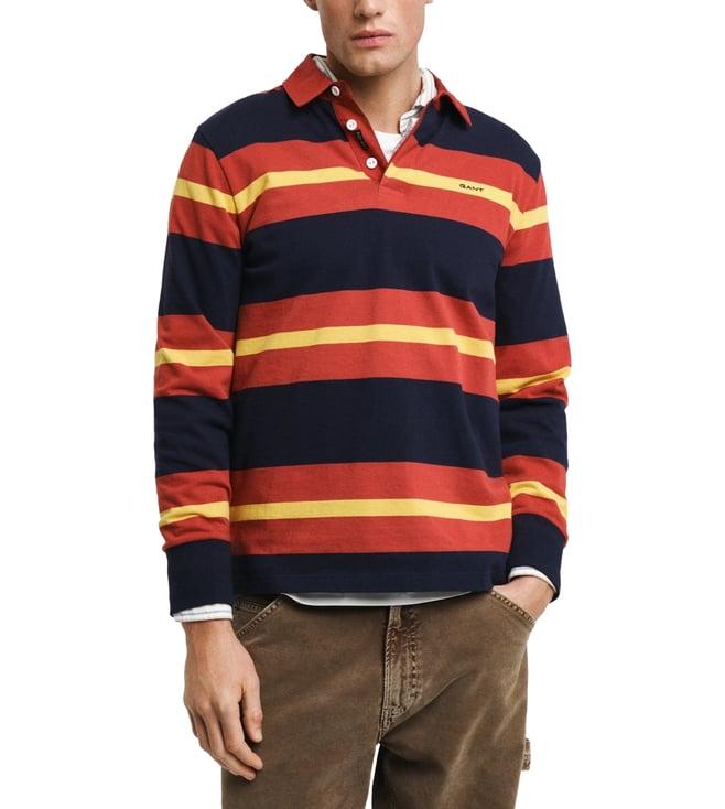 gant red striped regular fit polo t-shirt