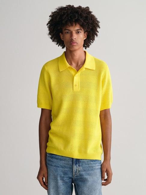 gant relaxed fit textured knit polo t-shirt