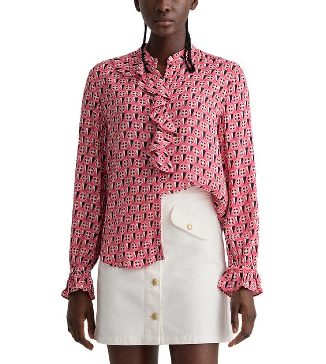 gant rose printed geometric flounce regular fit shirt