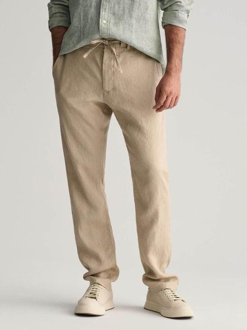 gant solid mid-rise relaxed fit trouser