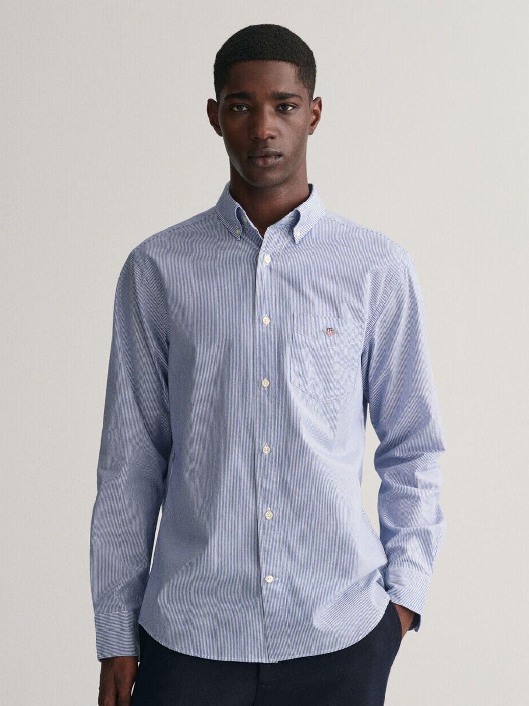 gant striped button-down collar long sleeves cotton casual shirt