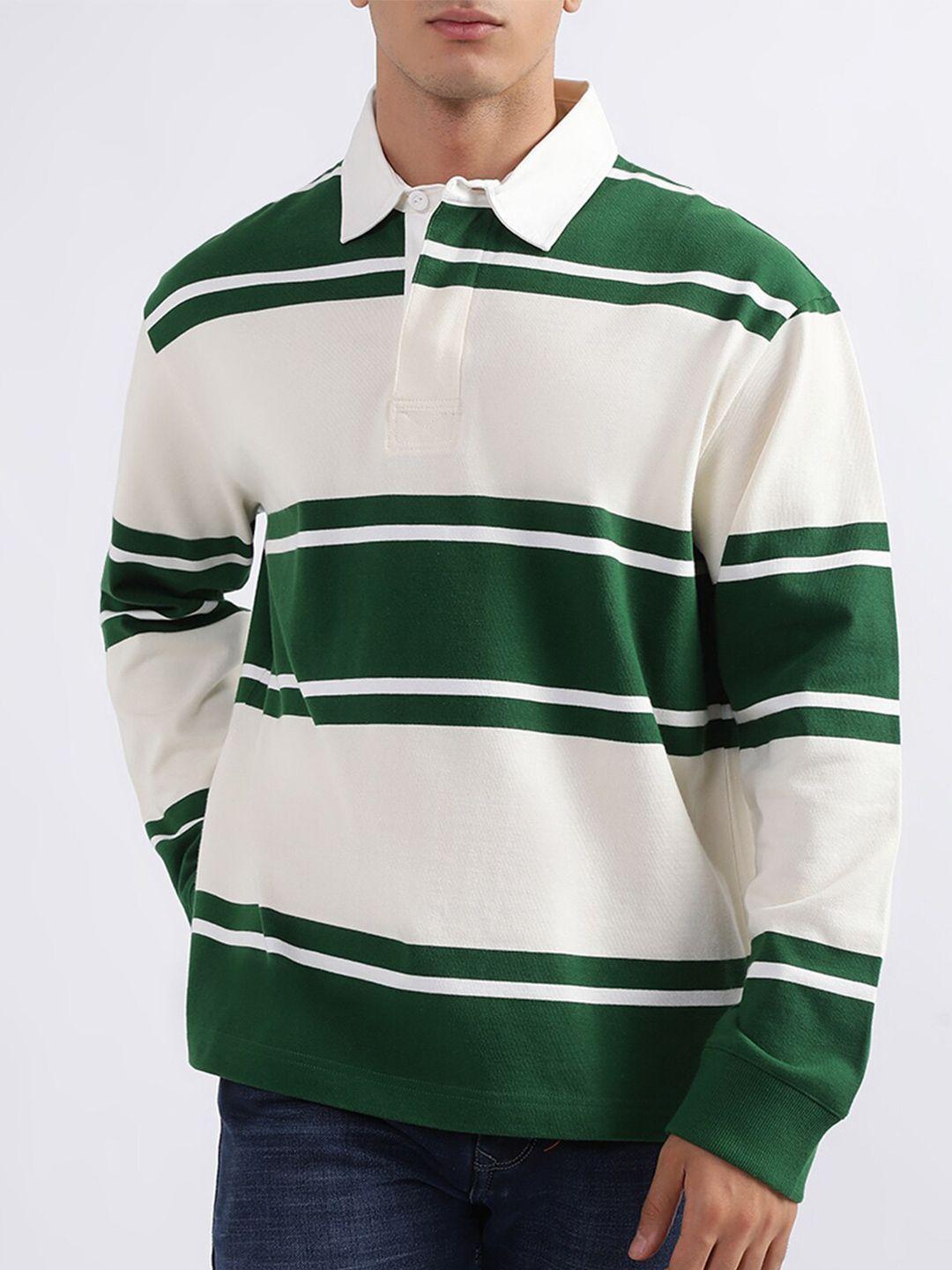 gant striped polo collar cotton t-shirt