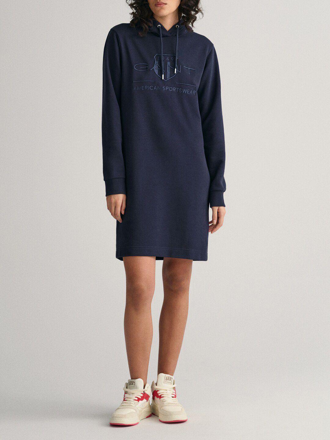 gant typography embroidered hooded t-shirt dress