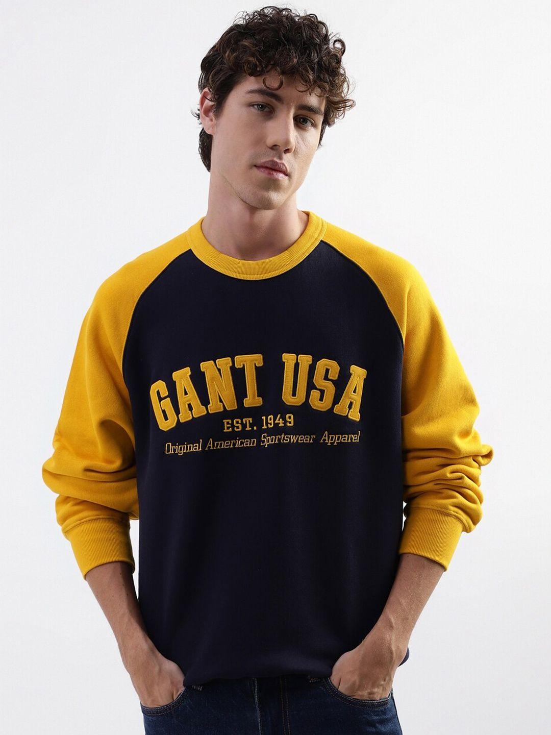 gant typography printed embroidered pure cotton pullover