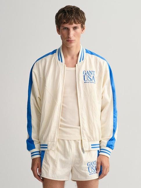 gant white  modern fit striped bomber jacket