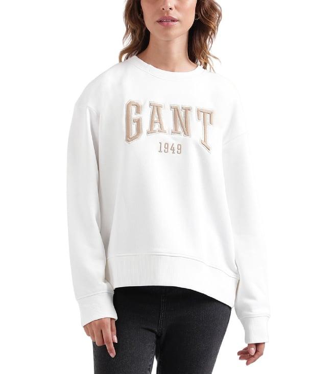 gant white fashion logo relaxed fit sweatshirt