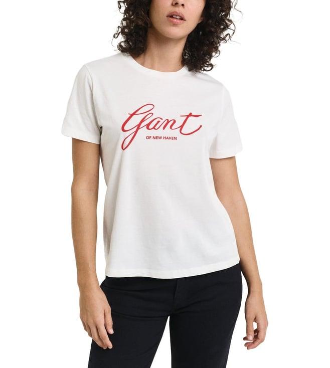 gant white logo regular fit t-shirt