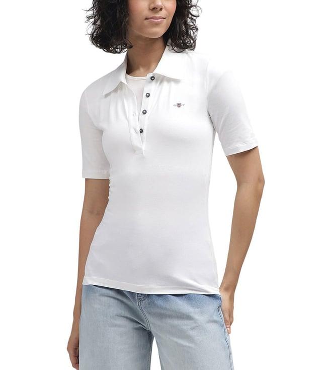 gant white slim fit polo t-shirt