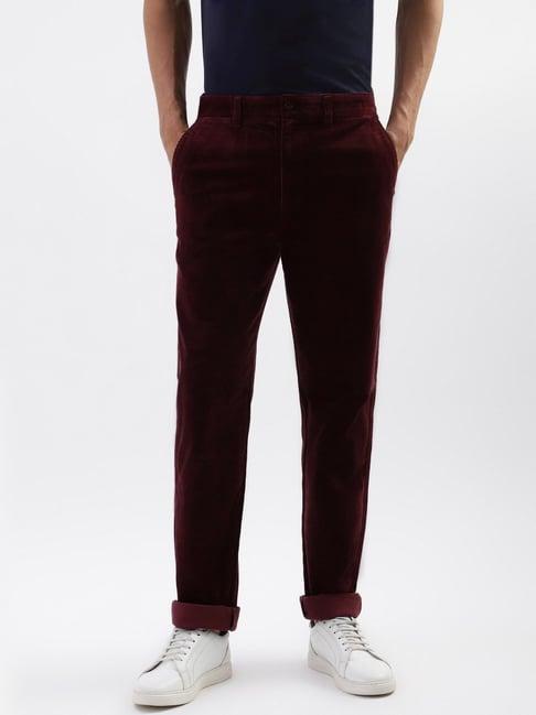 gant wine cotton regular fit self pattern chinos