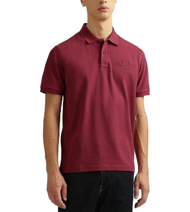 gant wine red logo regular fit polo t-shirt