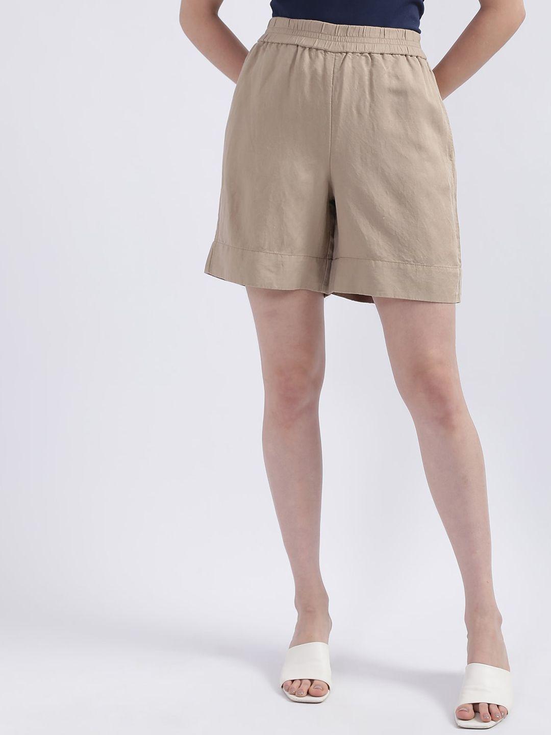 gant women beige linen shorts