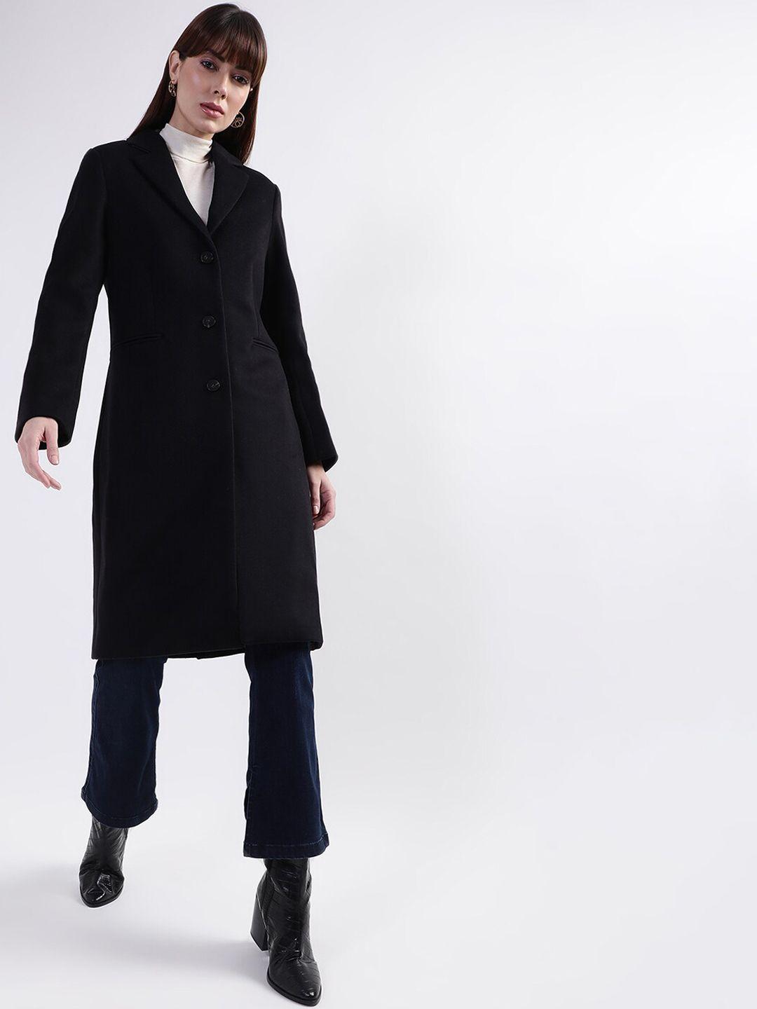 gant women black solid winter overcoat