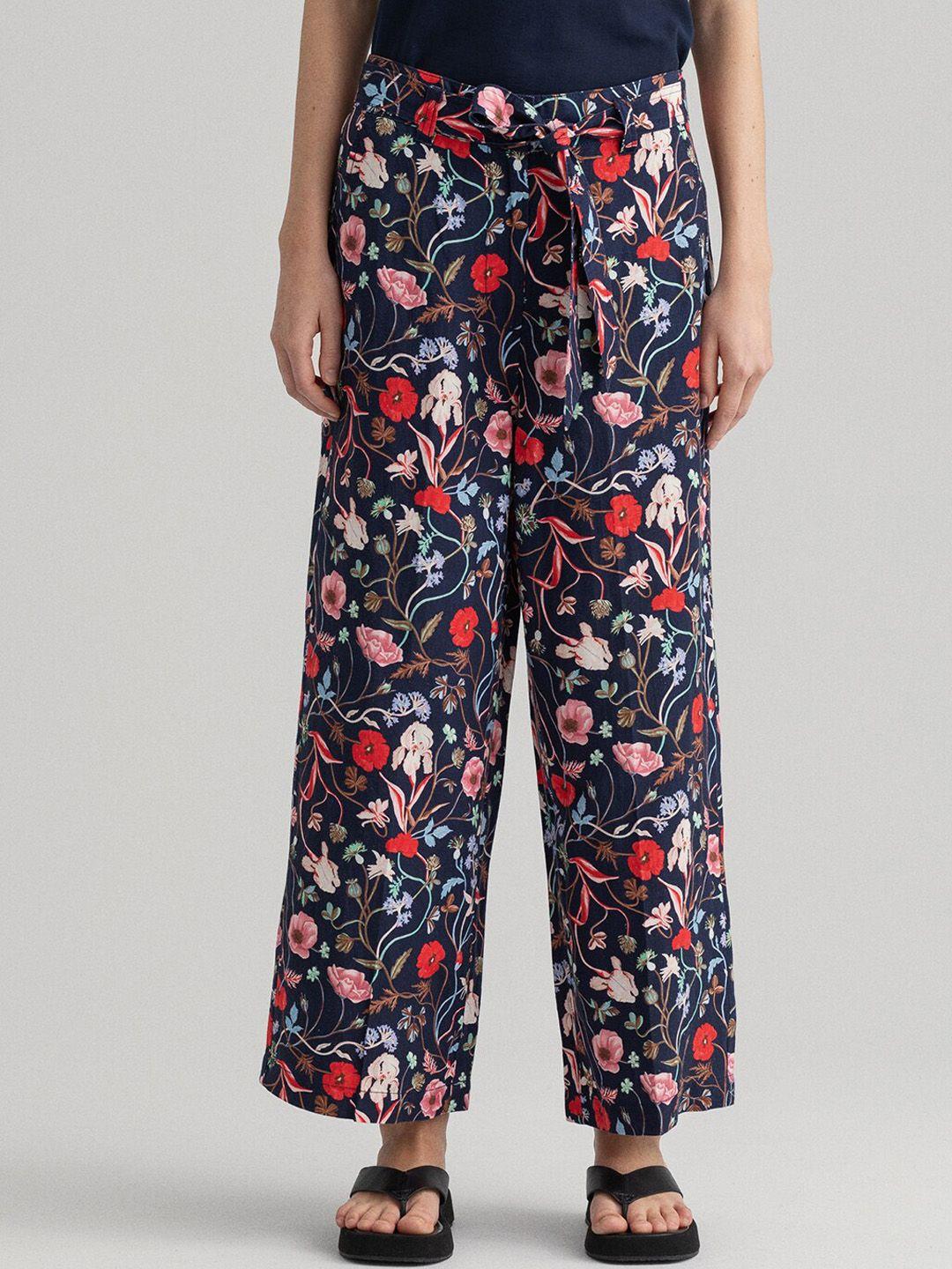 gant women blue floral printed trousers