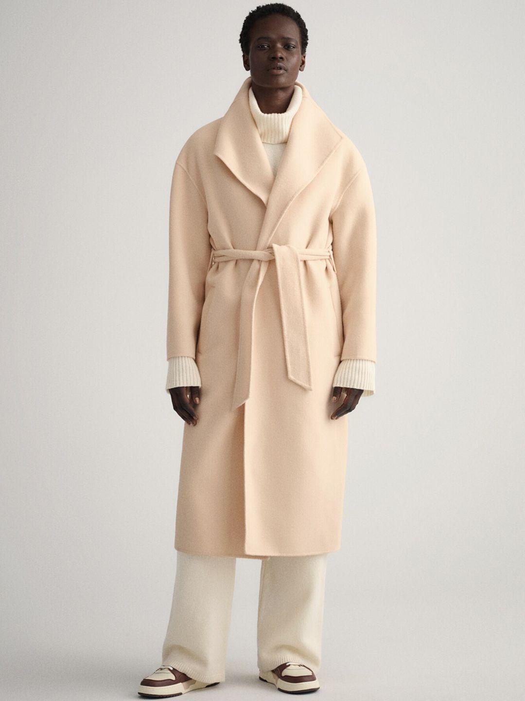 gant women cream solid overcoat
