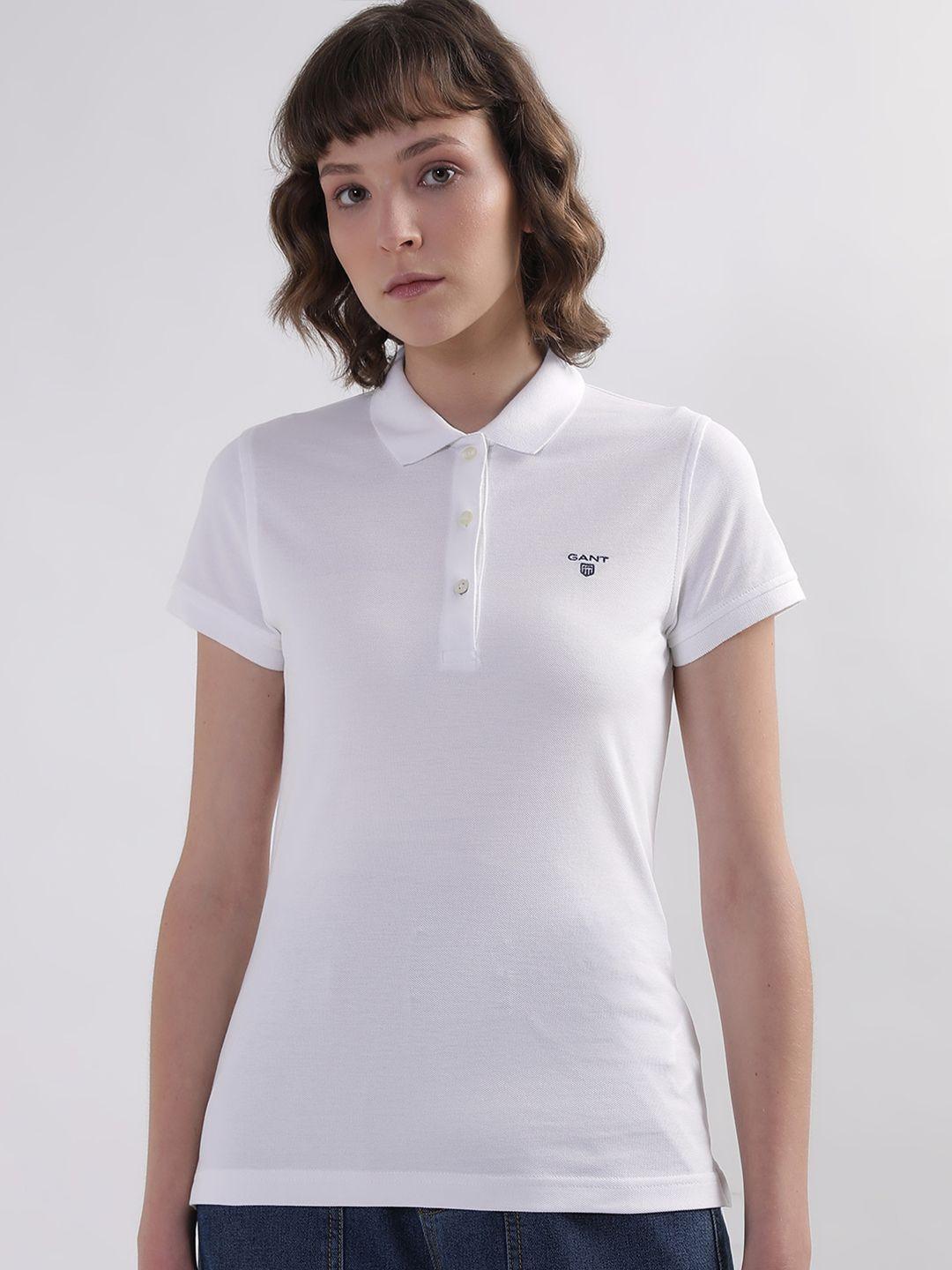 gant women pure cotton polo collar t-shirt