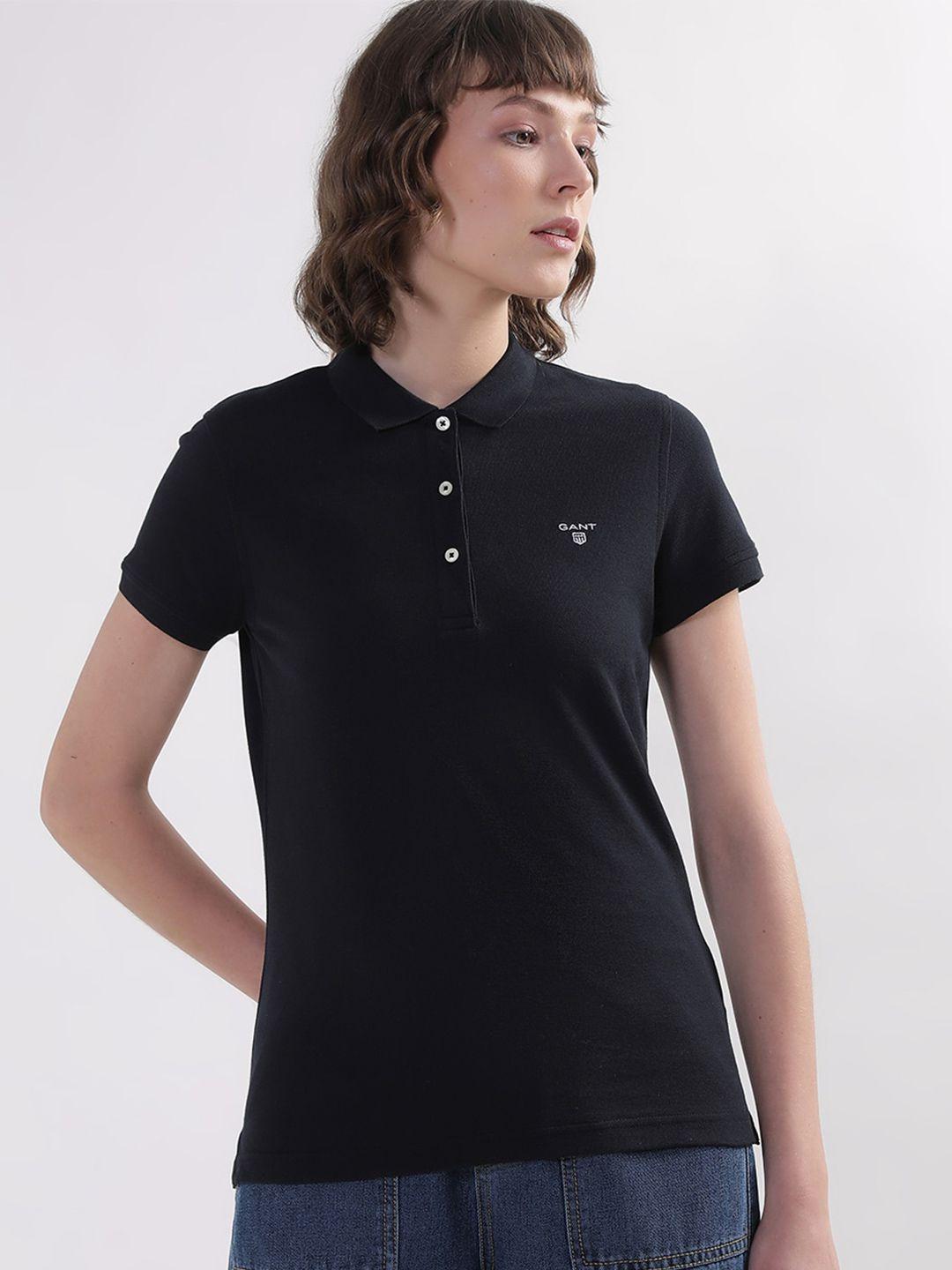 gant women pure cotton polo collar t-shirt