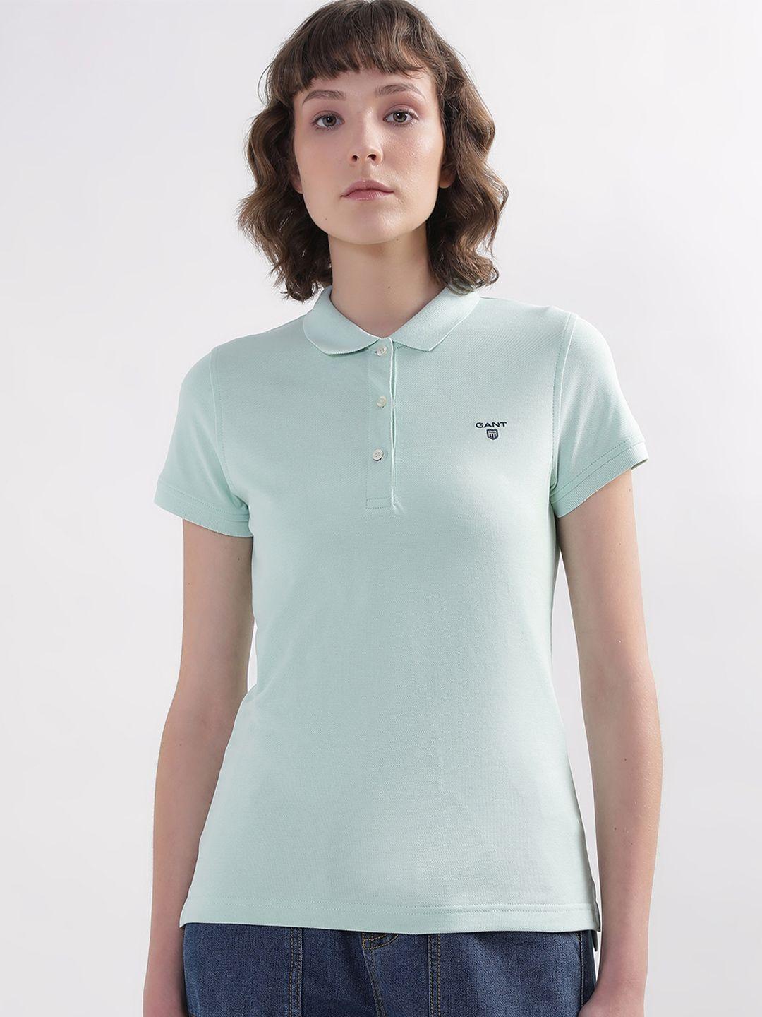 gant women pure cotton polo collar t-shirt