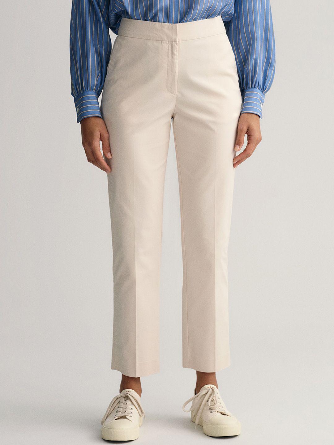 gant women slim fit mid-rise trousers