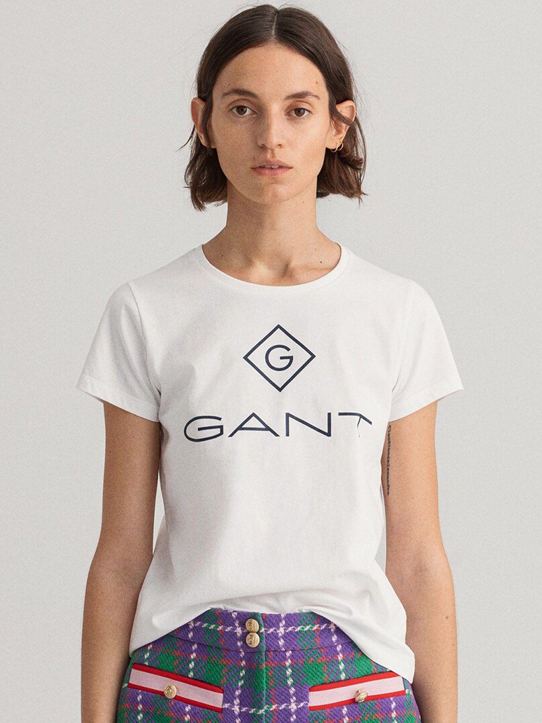 gant women white printed t-shirt