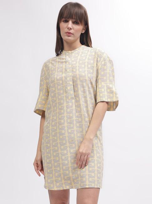 gant yellow logo print shift dress