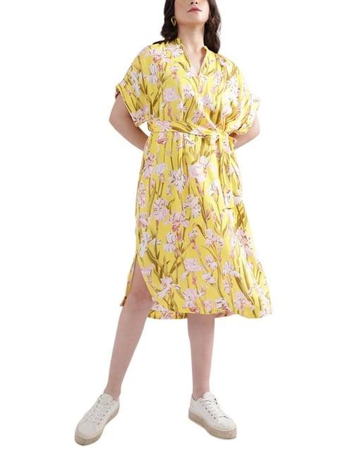 gant yellow printed a-line dress