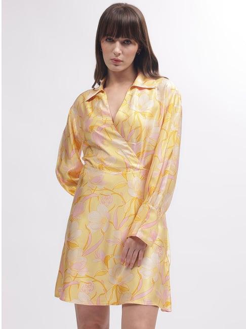 gant yellow printed a-line dress