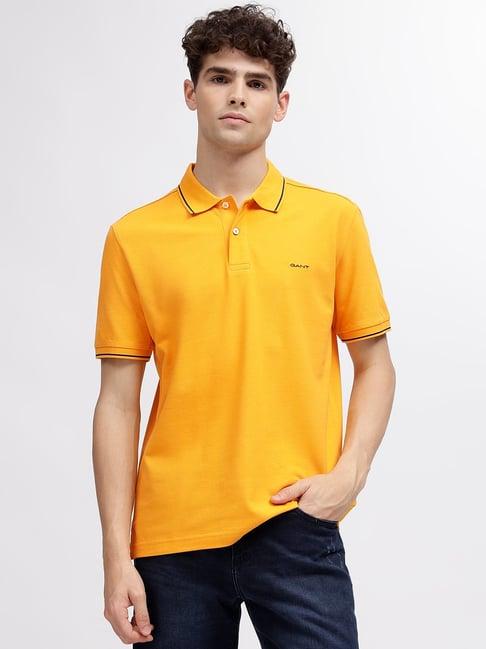 gant yellow regular fit cotton polo t-shirt