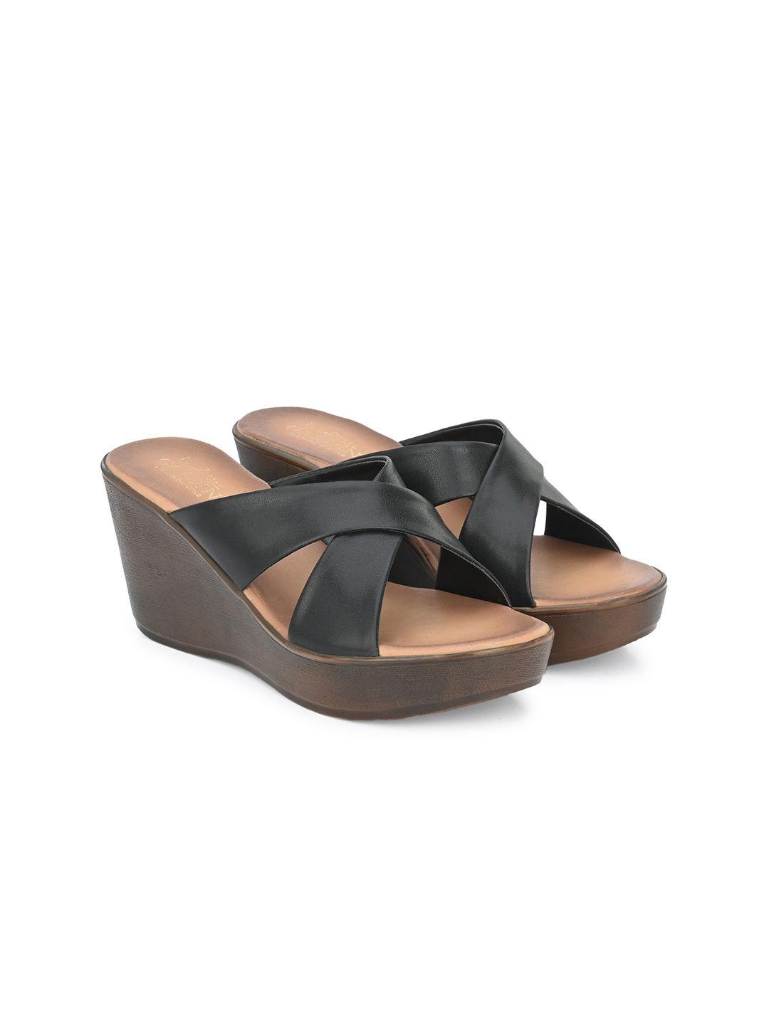 gardin cross strap open toe wedges