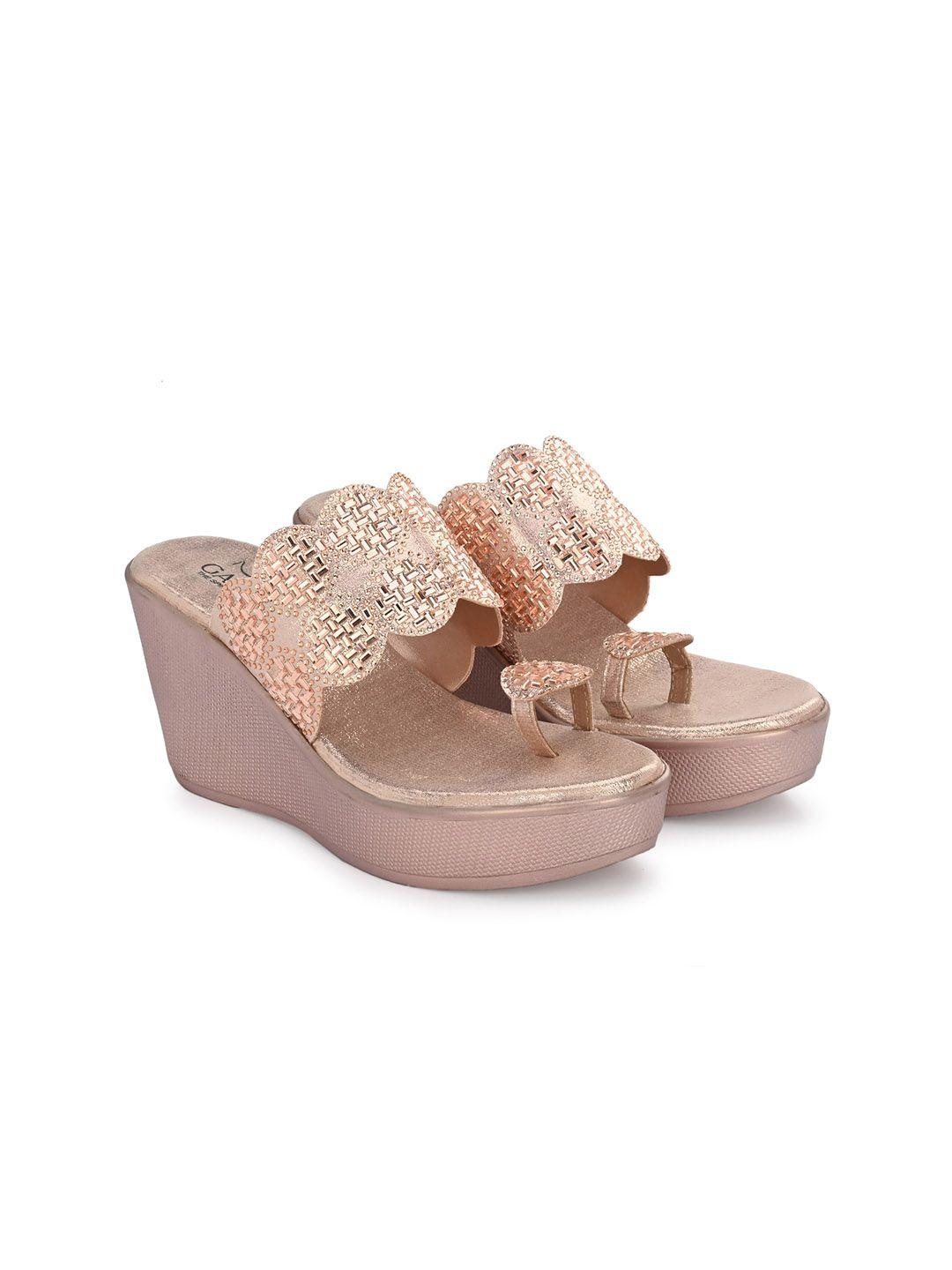 gardin embellished one toe wedge heels