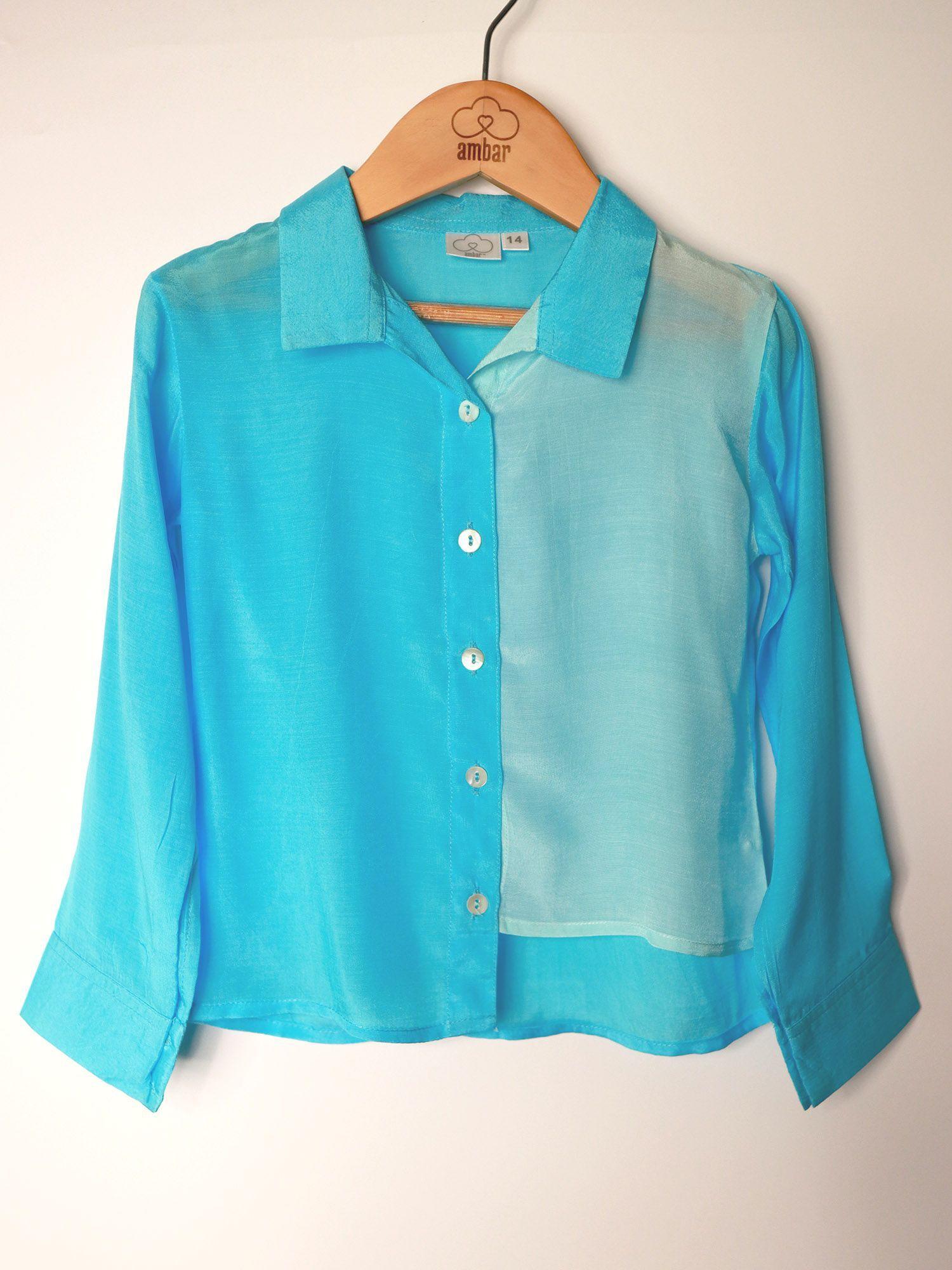 gardinia full sleeve dual colour low muslin shirt blue