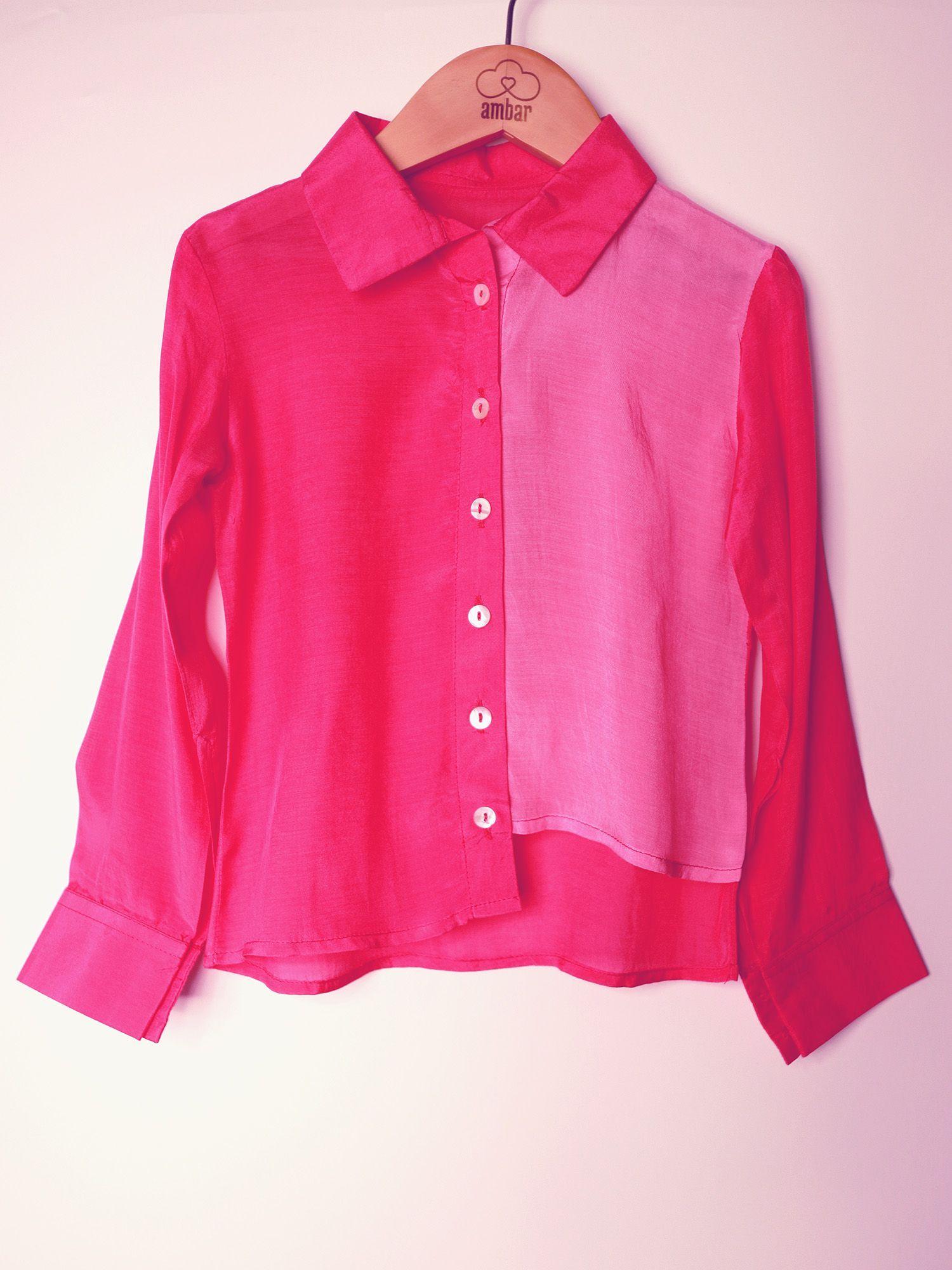 gardinia full sleeve dual colour low muslin shirt pink